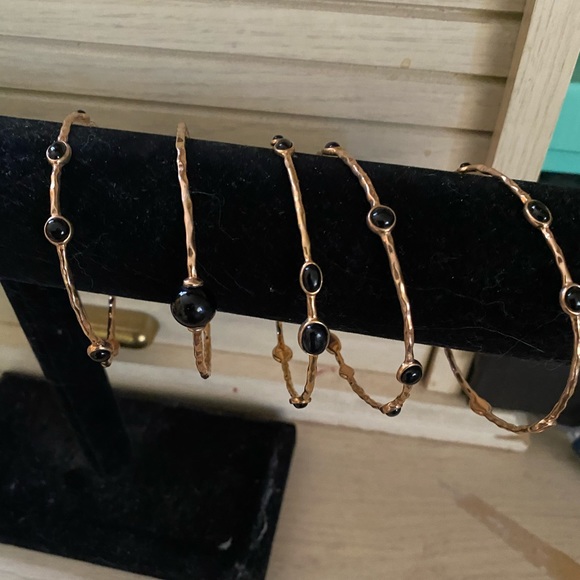 Veronese 18K Clad Average Set of 5 Onyx Bangles - Picture 6 of 8